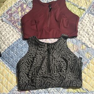 Savage X Fenty Women's Sports Bra - Black and Burgundy